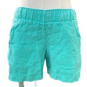 Lilly Pulitzer Lino 4 inch 100% linen pull up shorts size XXS in green color